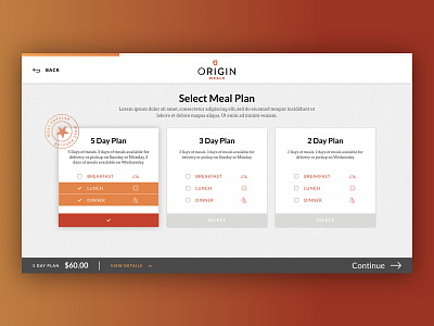 Origin Meals Ordering Process