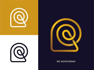 RQ Monogram brand agency branding circle classy elegant gold icon lettermark logo logo design logo designer logomark logomarks monogram monoline spiral symbol