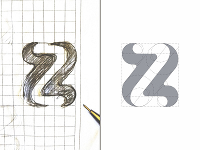 Z Logo - Sketch vs Vector 01 brand agency design geometic grid lettermark logo logo construction logo design logo designer logo grid logofield monogram process sketch vector z z logo