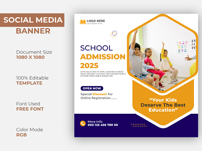 School Admission Social Media Post Design