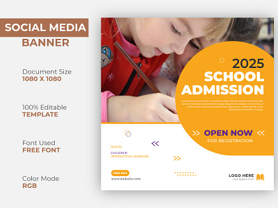 School Admission Social Media Post Design