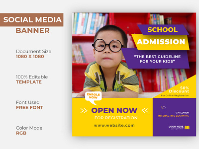 School Admission Social Media Post Design