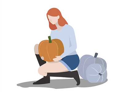 Pumpkin pickin' autumn draw fall flat illustration illustrator minimal pumpkin season