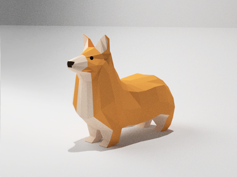 Bork illustration blender dog cute 3d illustration low poly corgi bork