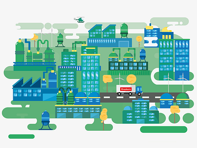 Industrial city after effects ai colors fabric flat flat design green illustrator motion shapes