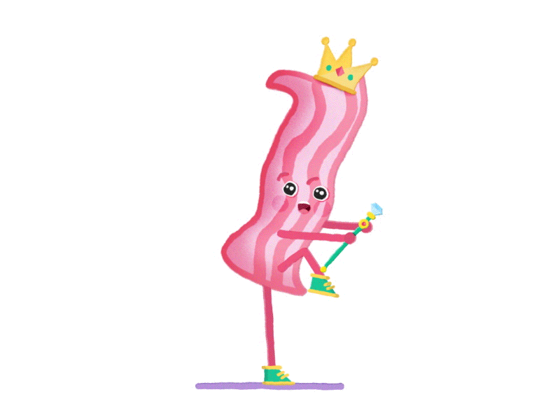 Bacon Party 2d bacon king after effects animation character flat illustration loop motion rubber hose