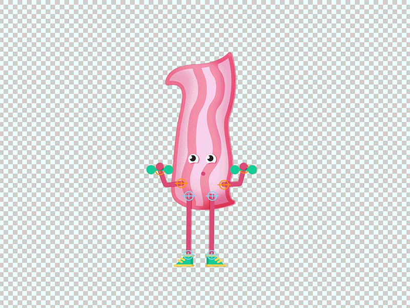 Breakdown • Gym Bacon 2d after effects character animation design gym motion rigging rubberhose animation character flat illustration loop