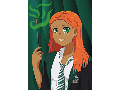 Anime Slytherin Student illustration vector