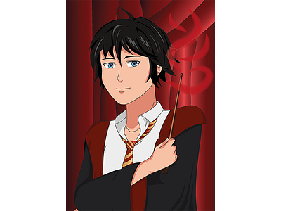 Anime Gryffindor Student anime design graphic design illustration vector