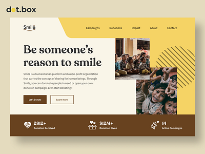 Smile - A Charity Web Design campaigns charity donation fundraiser help hero section landing page minimal ngo nonprofit people in need poor simple smile support ui uiux ux web design website design
