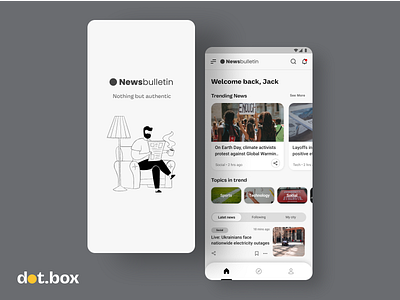 Newsbulletin - Nothing but authentic app design clean elegant figma logo minimal mobile app mobile design news newsbulletin simple design uiux user experience user interface users ux design uxui web design website