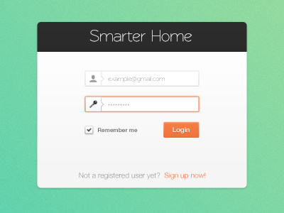 First Freebie! :) - Smarter Home App Login app design freebie gui login media mobile new rit ui