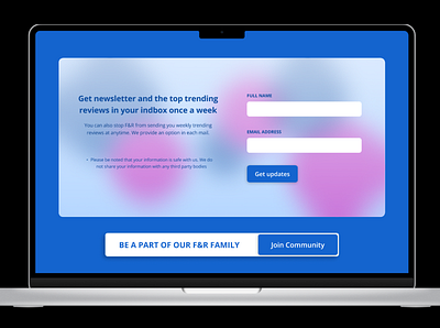 newsletter signup blur glassmorphism graphic design ui