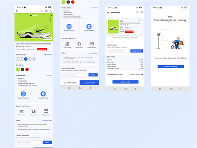 Fashion shopping app blue product shopping ui ux