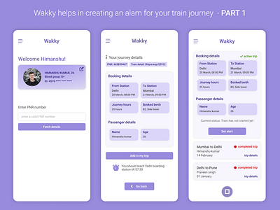 Wakky - android app design - PART 1 blue design popup purple slide sliding time timer train ui ux white