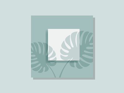 Square Flyer Mockup With Monstera Leaf Shadow Overlay summer