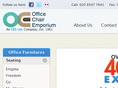 Furniture - Header design photoshop ui website