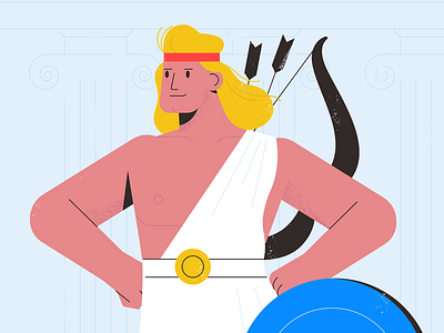 Hercules 2d character characters design flat hercules hero illustration man shape texture vector