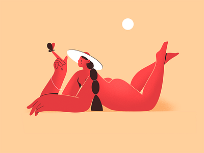 Sunbathing 2d character characters design girl illustration naked procreate shape sun sunbathing texture