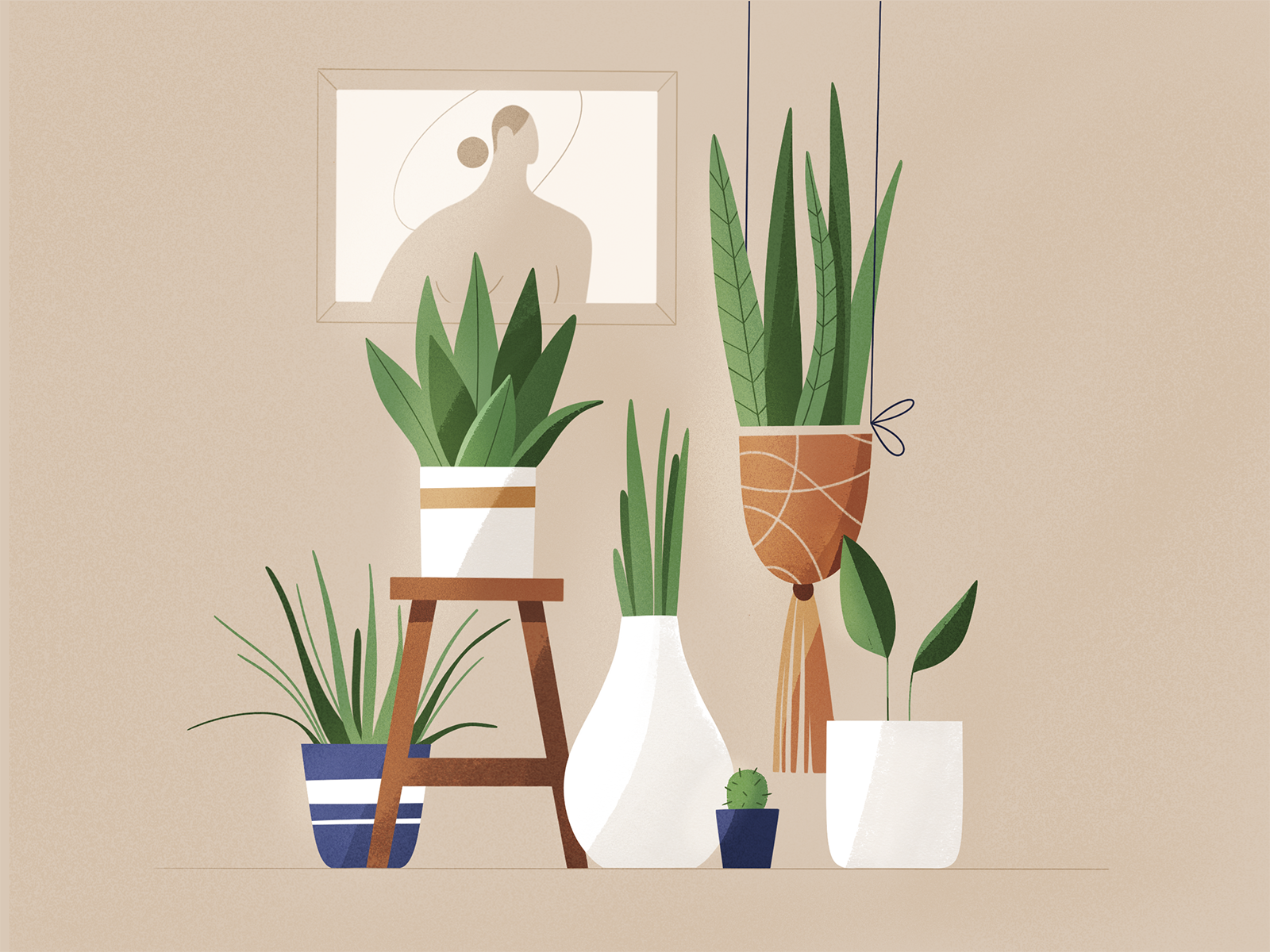 Plants 2d characters design flat flowers illustration interior plant plants room shape texture vector