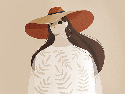 Just a girl 2d character characters design explainer fashion flat flowers girl hat illustration pattern people plants procreate texture