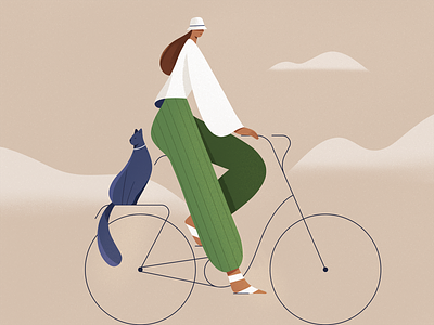 Friends 2d bicycle bike cat character characters design flat girl illustration people people illustration procreate shape style texture