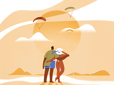 Turkey 2d beach characters design girl holiday illustration people procreate shape sunset texture vector