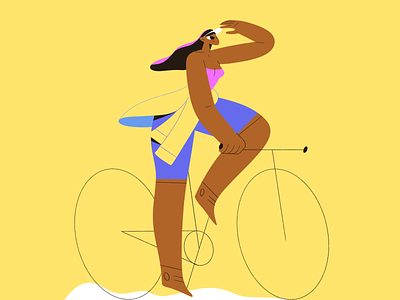 Cycling 2d bicycle bike character characters cycle cycling explainer flat illustration people procreate shape sport texture vector