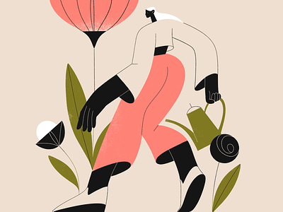 Gardener 2d character characters dtiys flat garden girl illustration people plant procreate shape texture vector