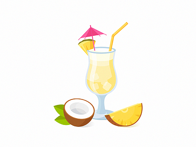 Pina Colada 2d cocktail coconut drink fruits health icons illustration pina colada pineapple smoothie vector