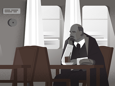 Lenin_2 2d characters cinema flat illustration lenin man monochrome texture train vector