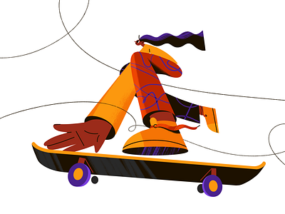 Skateboard 2d characters design flat girl illustration person procreate shape skateboard sport texture ui