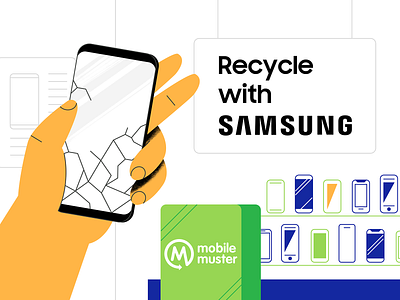 Samsung Х MobileMuster 2d branding character flat hand illustration mobile procreate shape sumsung texture vector