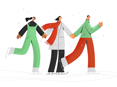Winter Games 2d character characters flat girl illustration people procreate rink snow sport texture winter