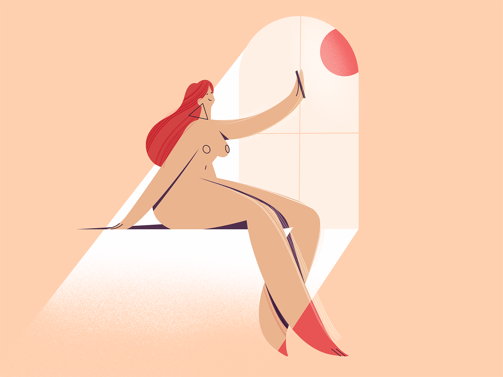 Selfie 2d body characters design flat geometry girl illustration naked procreate procreate art room shape texture vector
