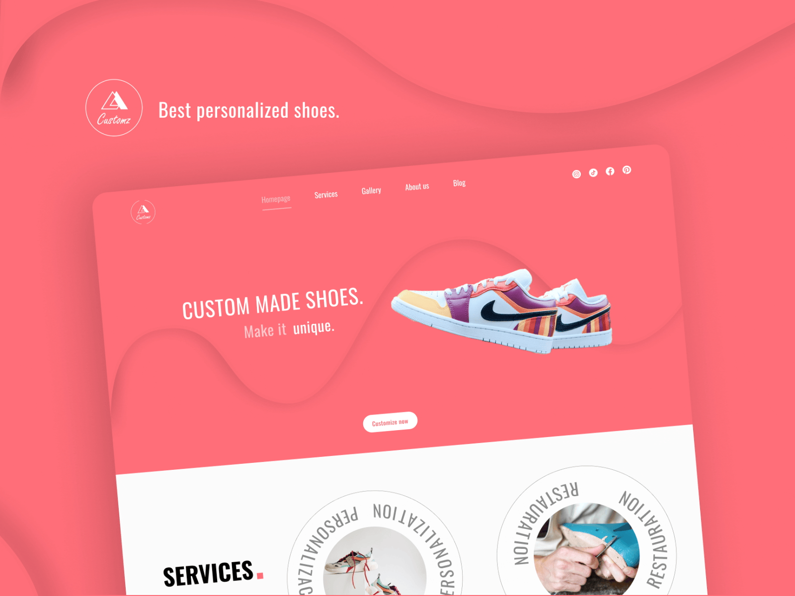 Custom Shoes Website design UI cool customshoes modern red shoes ui ux