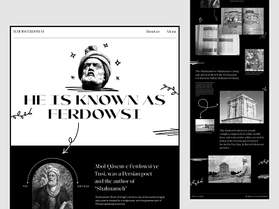 Who is Ferdowsi black and white classic dotchallenge ferdowsi landing page ui ui design vintage web design website