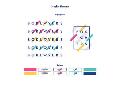 Boklovers Graphic Elements buttons color guide colorful colors heart highlighter highlighters identity lover palette typography web