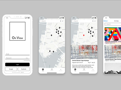 OnView - Art Gallery App for NYC app design logo ui ui design ux