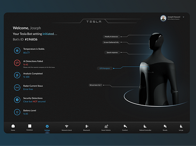 'Tesla Bot' user interface app design graphic design illustration logo ui