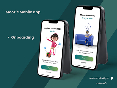 Moozic App design - Onboarding screen 1 & 2