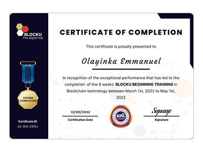 BLOCKU Certificate Designed On Figma branding design graphic design illustration logo