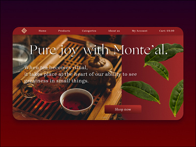 Monte'al tea shop design typography ui web