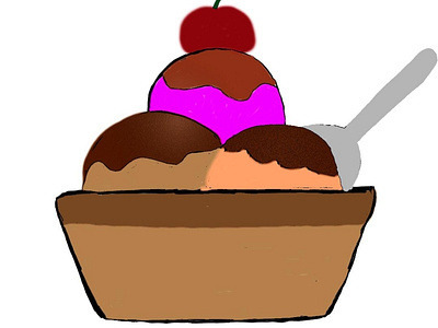 Chocolate and Cherry Ice-Cream. desserts foodillustration illustration