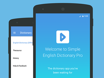 Close-up mockup android app design dictionary material