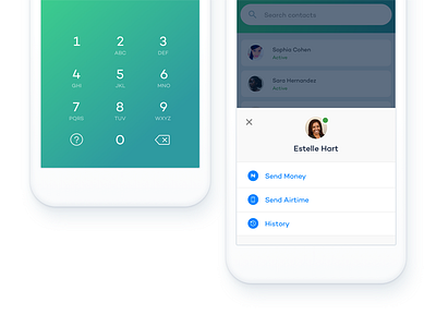 Popover detail & keypad android banking blue fintech green keypad login nigeria payment social ui ux