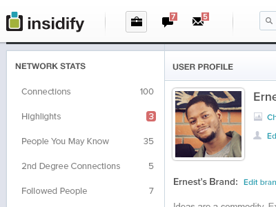 Insidify Profile Page job namzo network responsive search skeleton social