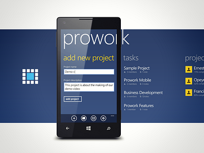 Prowork WP app project management prowork tasks windows phone