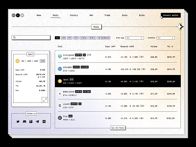 DeFi Stablecoin Pools blockchain crypto curve daaps dapp dashboard defi ethereum madebyproperly pools properly protocol ui web3