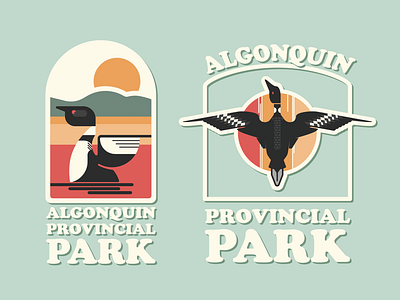 Algonquin Provincial Park Retro bird branding camping clothing design graphic design ill illustration logo loon merch nature pastel retro vector wilderness